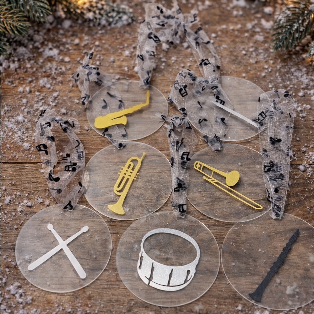 Musical Instrument Ornaments with Ribbon